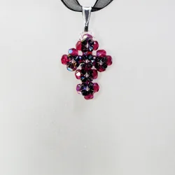 Pendant 30cm - Trisha-Black Organza - Pendant 30cm - Laiton argenté